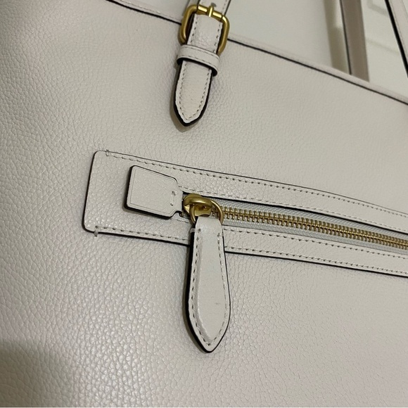 $325 NEW! COACH Luxe Pebbled Leather Medium Taylor Tote in Chalk - Picture 8 of 11